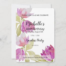 Fina Watercolor Rosa Flowers Hand-målad Inbjudningar