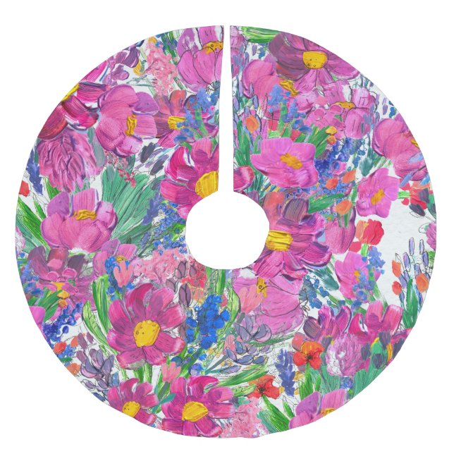 Fina Wildblommor: Hand plockade Artistry. Julgransmatta Borstad Polyester (Framsidan)