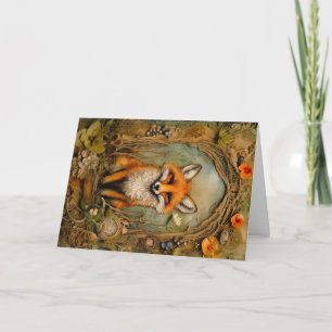 Fina Woodland Animals Wildlife Fox Hälsning Kort
