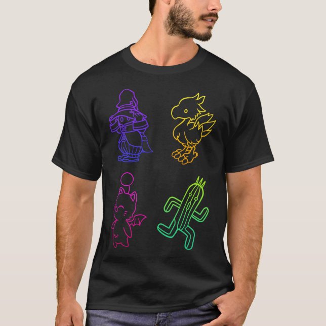 Final Fantasy Outlines retro T Shirt (Framsida)