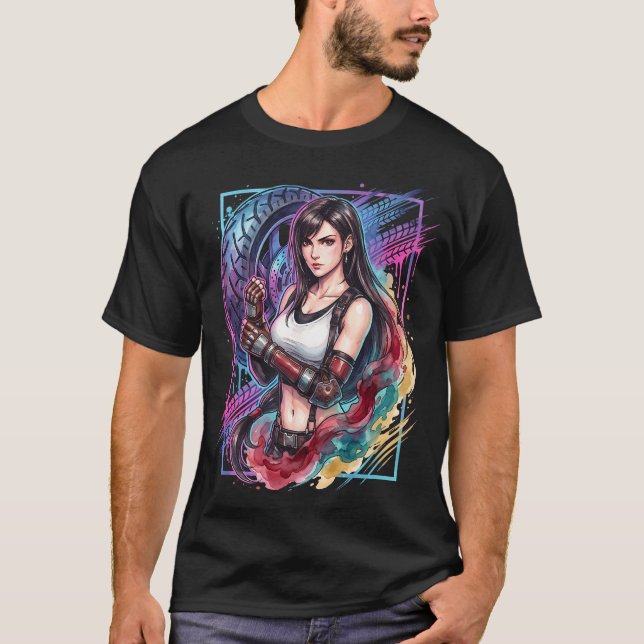 Final Fantasy VII Tifa Lockhart Svarta Skjortkjol  T Shirt (Framsida)