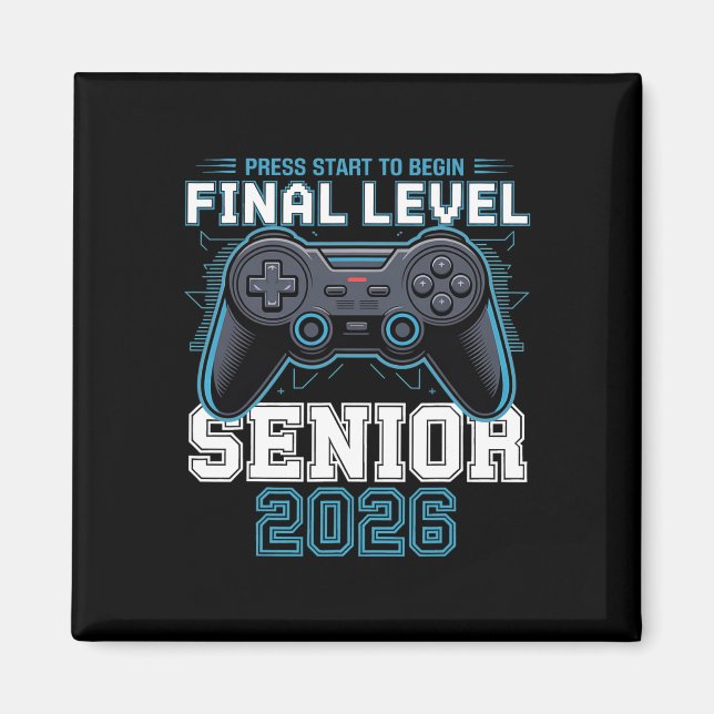 Final Level Senior 2026 Press Start Gamer Style  Magnet (Framsidan)
