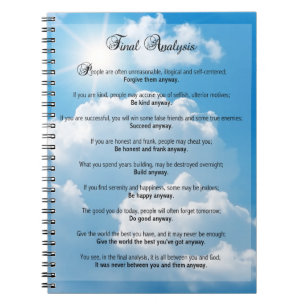 Finalanalys: "Gör den på något sätt ", Anteckningsbok