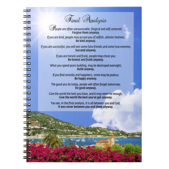 Finalanalys: "Gör den på något sätt ", Anteckningsbok Med Spiral (Framsidan)