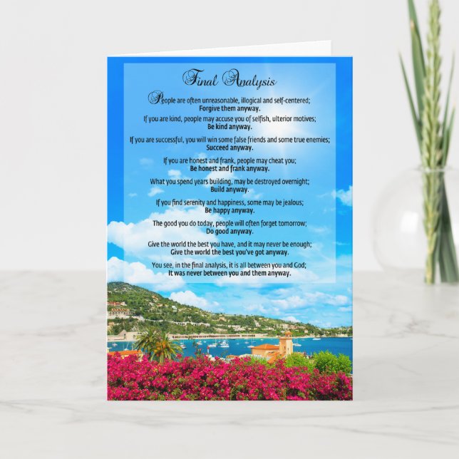 Finalanalys: "Gör den på något sätt ", Kort (Framsida)