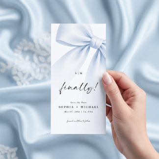 Finally Bow Monogram Photo Bookmark Save the Date Spara Datumet