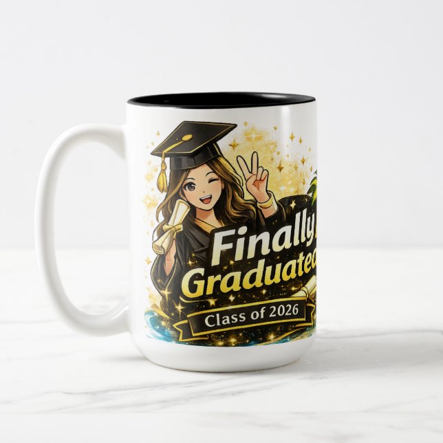 Finally Graduated Mug Class of 2026 Gift  Två-Tonad Mugg (Vänster)