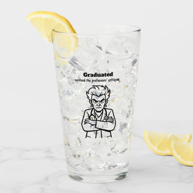 Finally Graduated Mug: Transparent Glass, Humorous Glaskopp (Framsida Ice)