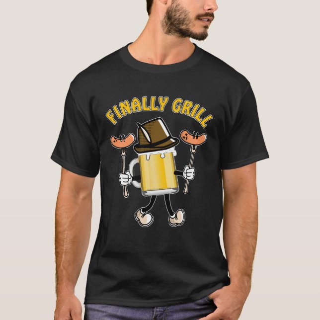 FINALLY GRILL Barbecue Time Grill Sausage Steak Gr T Shirt (Framsida)