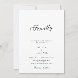 Finally Script Minimalist Wedding Invitation Inbjudningar