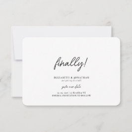 Finally Script Minimalist Wedding Save the Date Spara Datumet