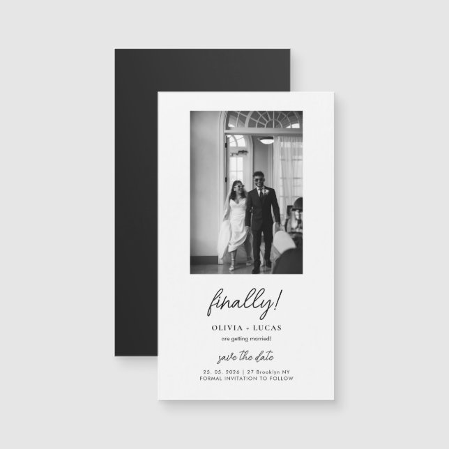 Finally Script Photo Magnetic Wedding Save The Dat (Fram/baksida)