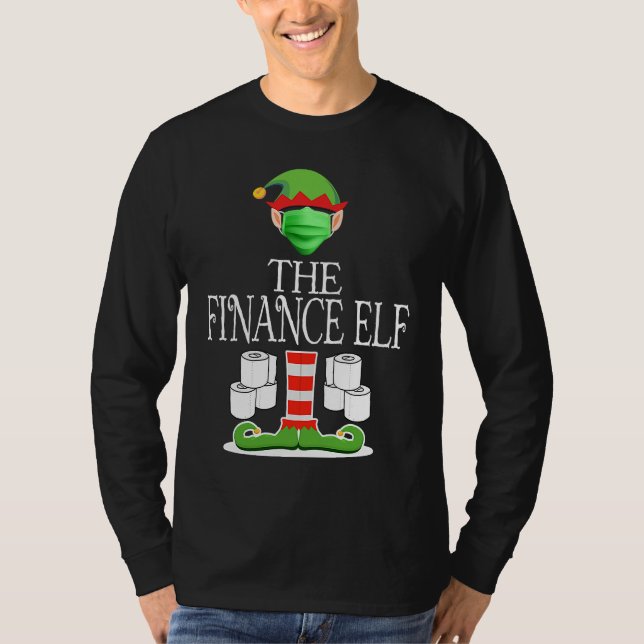 Finance Elf wearing Mask Toilet Paper Christmas T Shirt (Framsida)