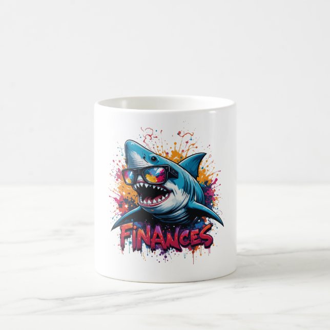 Finance Shark Mugg - lustig Tecknad Design (Center)