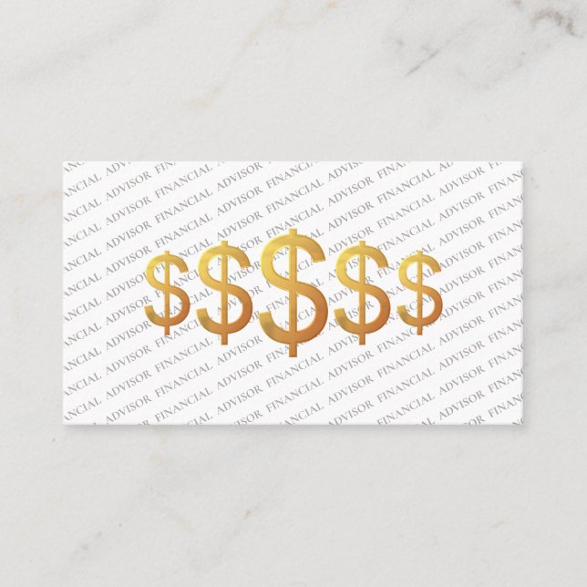 Financial Advisor Dollar Symbol Money Management Visitkort (Framsida)