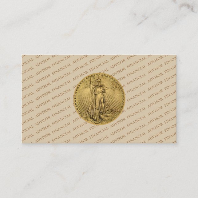 Financial Advisor Gold Coin Money Management Pro Visitkort (Framsida)