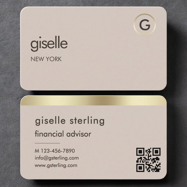 Financial Advisor Neutral Gold QR Code Visitkort (Skapare uppladdad)