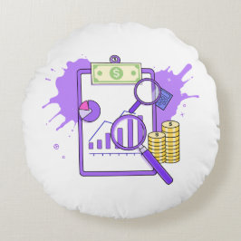 Financial Analysis Report Money Magnifying Glass Rund Kudde