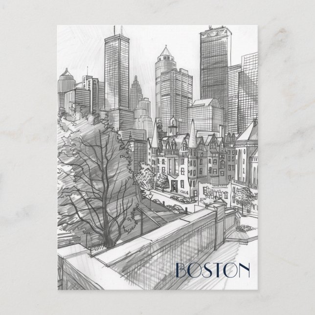 Financial District Boston Vykort (Framsida)