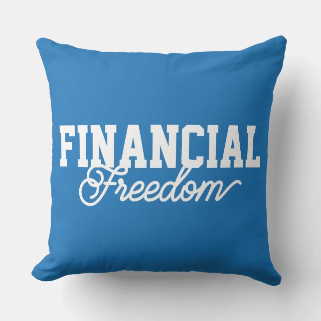 Financial Freedom Typography Blue FFS Kudde (Framsida)
