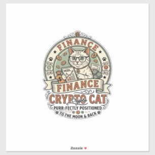 Finans Crypto Katt Finans Crypto Katt Vintage Vect Klistermärken
