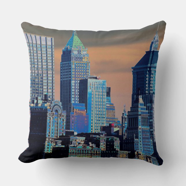 Finansdistriktet Lower Manhattan Poster Kudde (Framsida)