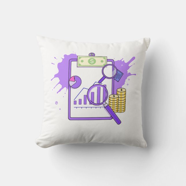 Finansiell analysrapport Pengar Förstoringsglas Kudde (Framsida)