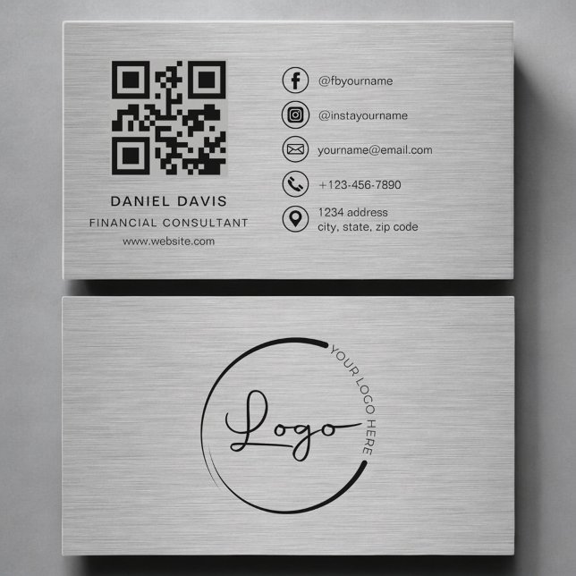 Finansiell konsult Metal QR-kod Visitkort (Skapare uppladdad)
