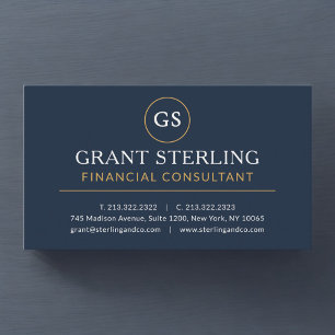 Finansiell konsult Navy Blue Gold Lyx Visitkort