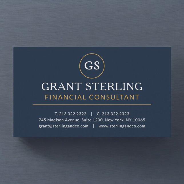 Finansiell konsult Navy Blue Gold Lyx Visitkort (Skapare uppladdad)