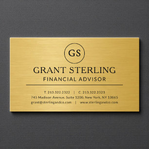 Finansiell rådgivare Guld Metallisk Lyx Monogram Visitkort