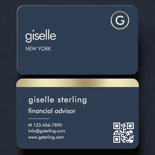 Finansiell rådgivare Navy Blue Gold QR-kod Visitkort