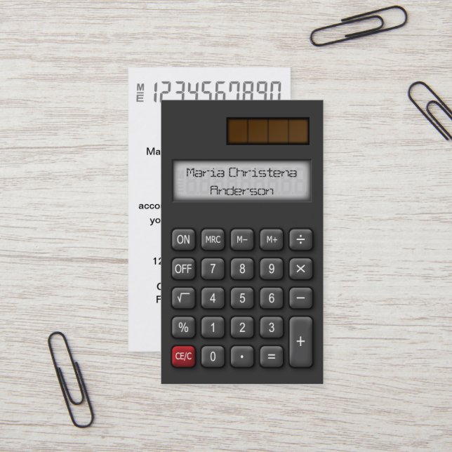 Finansiell räknemaskinvisitkort (svarten) visitkort (Fram/Back In Situ)