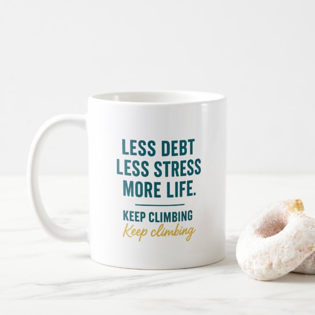 Finansiell resa fet teal bokstavsform guld manus kaffemugg (Med munk)
