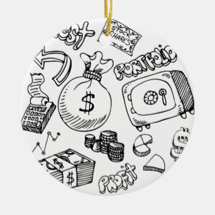 Finansiell symbolklotteruppsättning julgransprydnad keramik