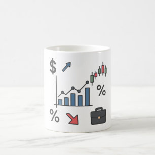 Finansiella diagram och illustration av diagram kaffemugg