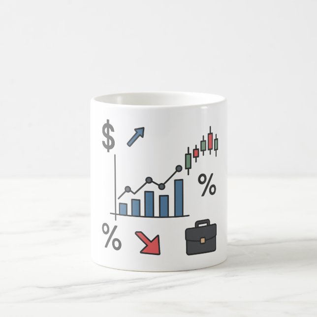 Finansiella diagram och illustration av diagram kaffemugg (Center)