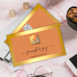 Finansieringskonsultmäklarens Guld Ram-Logotyp QR- Visitkort