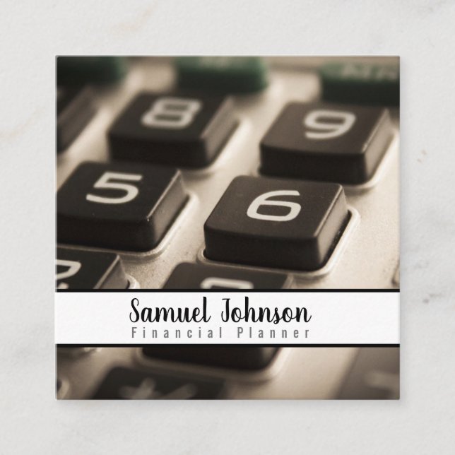 Finansieringsplaneraren för redovisning av förmöge fyrkantigt visitkort (Framsida)