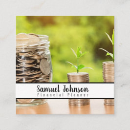 Finansieringsplaneraren för redovisning av förmöge fyrkantigt visitkort