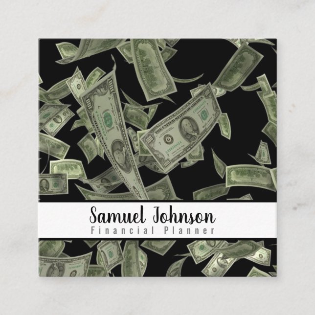 Finansieringsplaneraren för redovisning av förmöge fyrkantigt visitkort (Framsida)