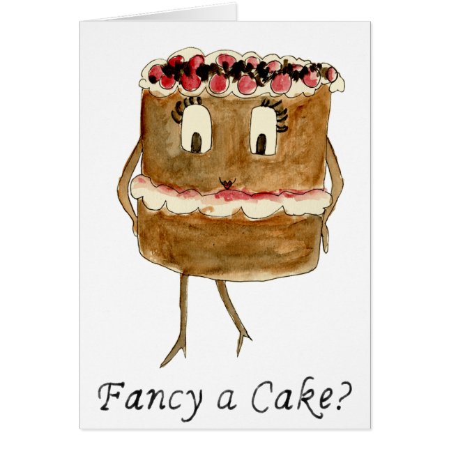 Finare a Cake Funny Chocolate Cake Quirky Tecknad Hälsningskort (Framsidan)