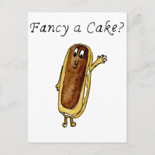 Finare a Cake Funny Chocolate Eclair Quirky Art Vykort