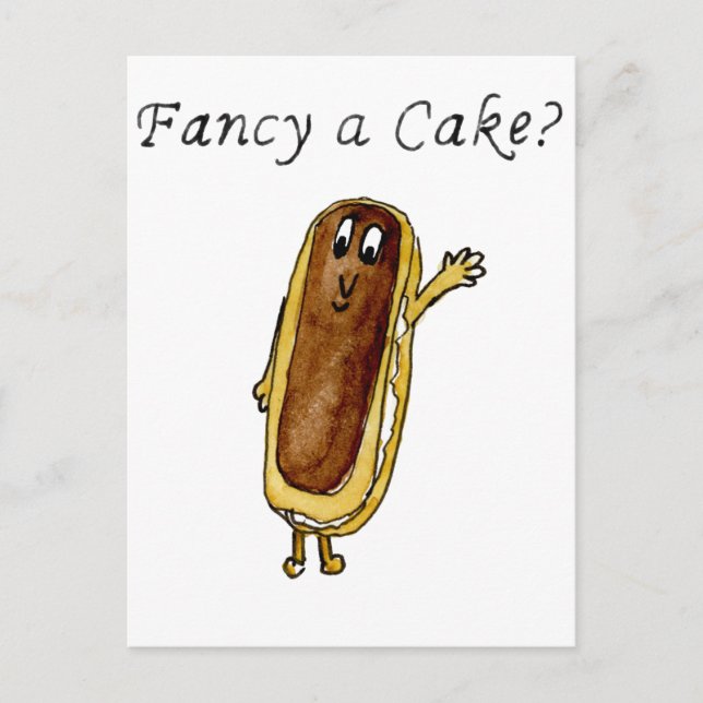 Finare a Cake Funny Chocolate Eclair Quirky Art Vykort (Framsida)