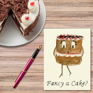 Finare a Cake Funny Chocolate Quirky Tecknad Art Vykort