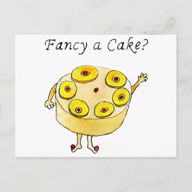 Finare a Cake Funny Pineapple Up Down Konstig Art Vykort (Framsida)