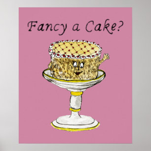 Finare A Cake Funny Quirky Strawberry Cheesecake Poster
