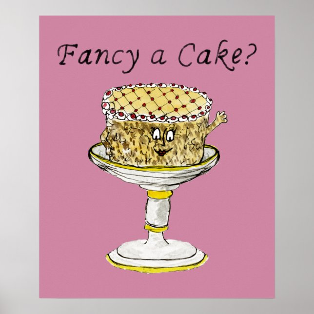 Finare A Cake Funny Quirky Strawberry Cheesecake Poster (Framsidan)