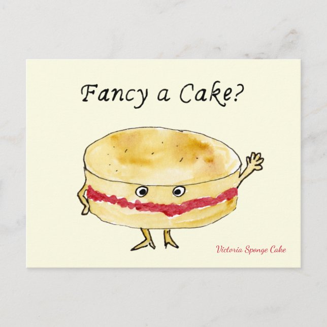 Finare a Cake Funny Quirky Victoria Sponge Humor Vykort (Framsida)