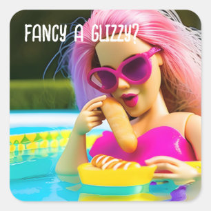 Finare a Glizzy? Fyrkantigt Klistermärke